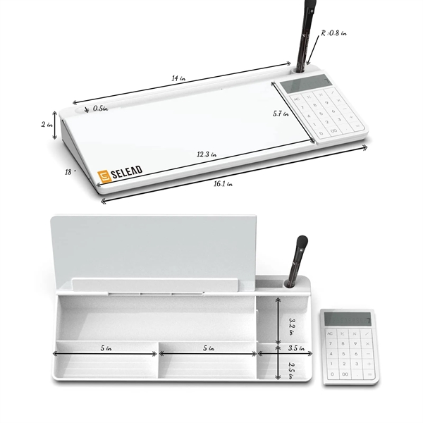 Desktop Glass Whiteboard with Calculator - Desktop Glass Whiteboard with Calculator - Image 2 of 3
