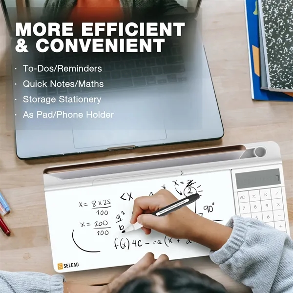 Desktop Glass Whiteboard with Calculator - Desktop Glass Whiteboard with Calculator - Image 3 of 3