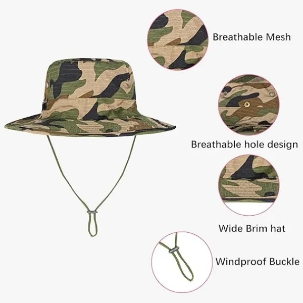 Unisex Boonie Hat Summer Travel Beach Sun Cap - Unisex Boonie Hat Summer Travel Beach Sun Cap - Image 2 of 4