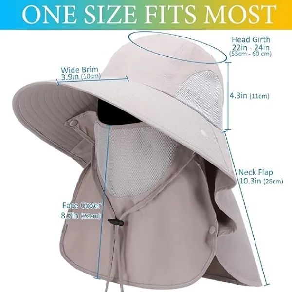 Wide Brim Fishing Hat w/Face Cover & Neck Flap - Wide Brim Fishing Hat w/Face Cover & Neck Flap - Image 1 of 5