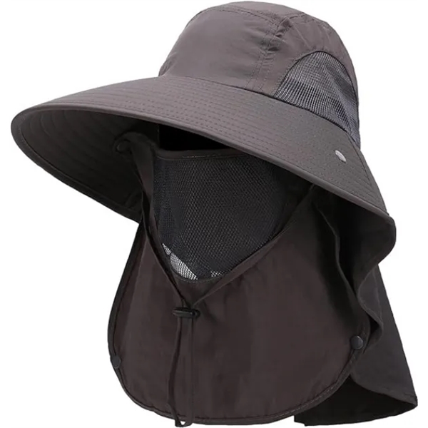 Wide Brim Fishing Hat w/Face Cover & Neck Flap - Wide Brim Fishing Hat w/Face Cover & Neck Flap - Image 3 of 5