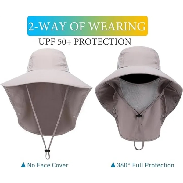 Wide Brim Fishing Hat w/Face Cover & Neck Flap - Wide Brim Fishing Hat w/Face Cover & Neck Flap - Image 2 of 5