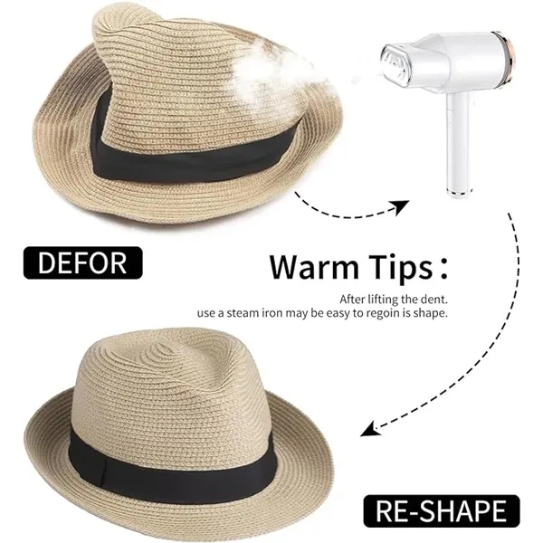 Adjustable Panama Straw Fedora Hat - Adjustable Panama Straw Fedora Hat - Image 2 of 4