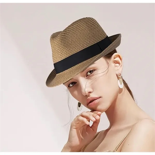 Adjustable Panama Straw Fedora Hat - Adjustable Panama Straw Fedora Hat - Image 3 of 4