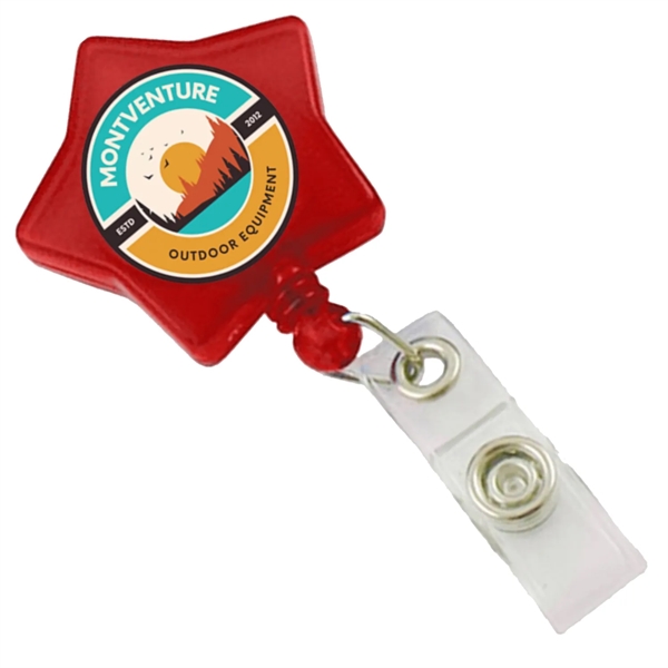 Star Shaped Retractable Badge Reel w/ Belt Clip backing - Star Shaped Retractable Badge Reel w/ Belt Clip backing - Image 3 of 10