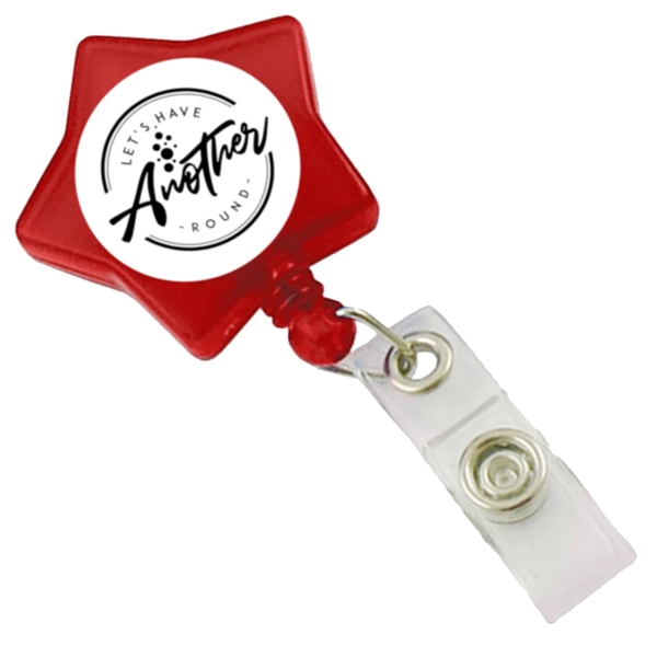 Star Shaped Retractable Badge Reel w/ Belt Clip backing - Star Shaped Retractable Badge Reel w/ Belt Clip backing - Image 4 of 10