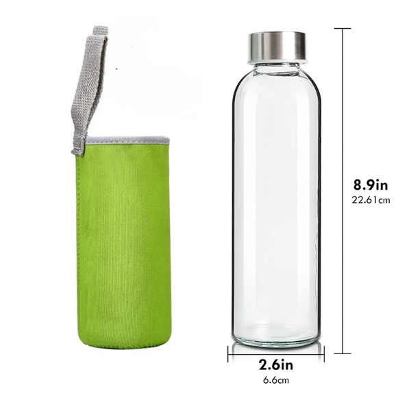 18oz Glass Water Bottle with Sleeve - 18oz Glass Water Bottle with Sleeve - Image 2 of 3