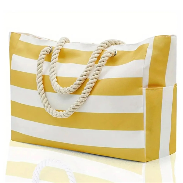 Large Beach Travel Tote Bag with Cotton Rope Handles - Large Beach Travel Tote Bag with Cotton Rope Handles - Image 5 of 5