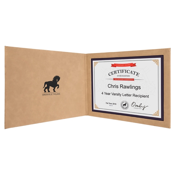 Light Brown Leatherette Certificate Holder - Light Brown Leatherette Certificate Holder - Image 1 of 3