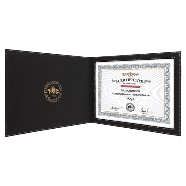 Black/Gold Leatherette Certificate Holder - Black/Gold Leatherette Certificate Holder - Image 1 of 3