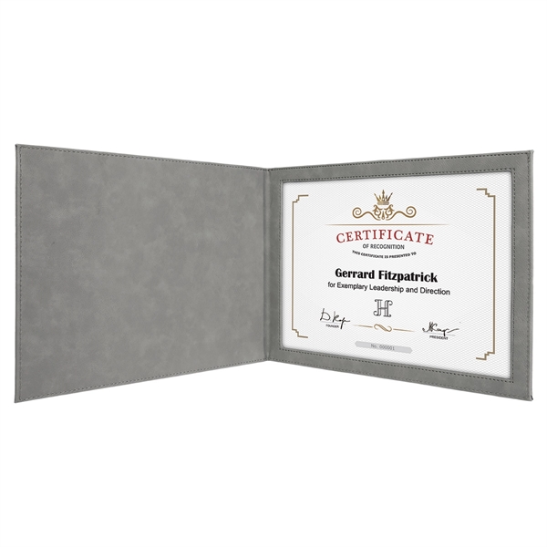 Gray Leatherette Certificate Holder - Gray Leatherette Certificate Holder - Image 1 of 3
