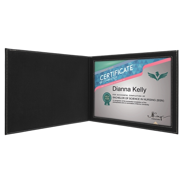 Black/Silver Leatherette Certificate Holder - Black/Silver Leatherette Certificate Holder - Image 1 of 3