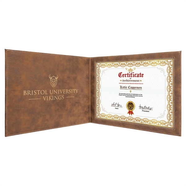 Leatherette Rustic/Gold Certificate Holder - Leatherette Rustic/Gold Certificate Holder - Image 1 of 3