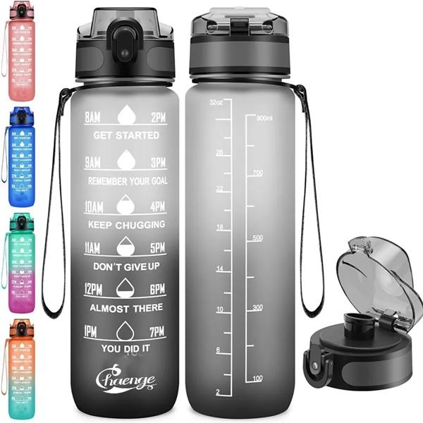 32Oz Motivational Sports Water Bottle With Time Marker - 32Oz Motivational Sports Water Bottle With Time Marker - Image 0 of 5