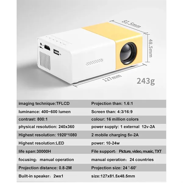 Upgraded Portable Mini Projector - Upgraded Portable Mini Projector - Image 1 of 1