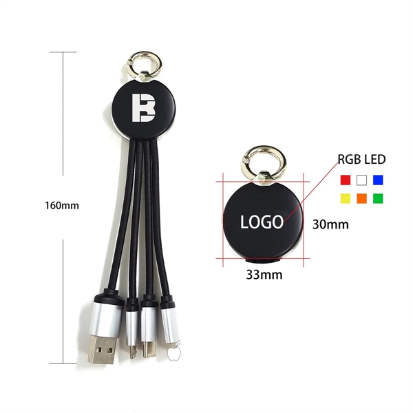 3 In 1 Keychain Lighting Charging Cable - 3 In 1 Keychain Lighting Charging Cable - Image 1 of 2