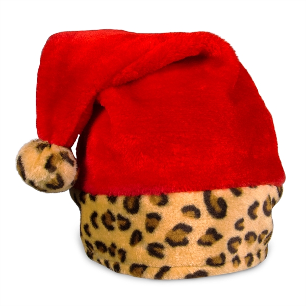Leopard Print Santa Hat - Leopard Print Santa Hat - Image 1 of 3