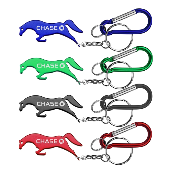 Horse Shape Bottle Opener Keychain and Carabiner - Horse Shape Bottle Opener Keychain and Carabiner - Image 0 of 5