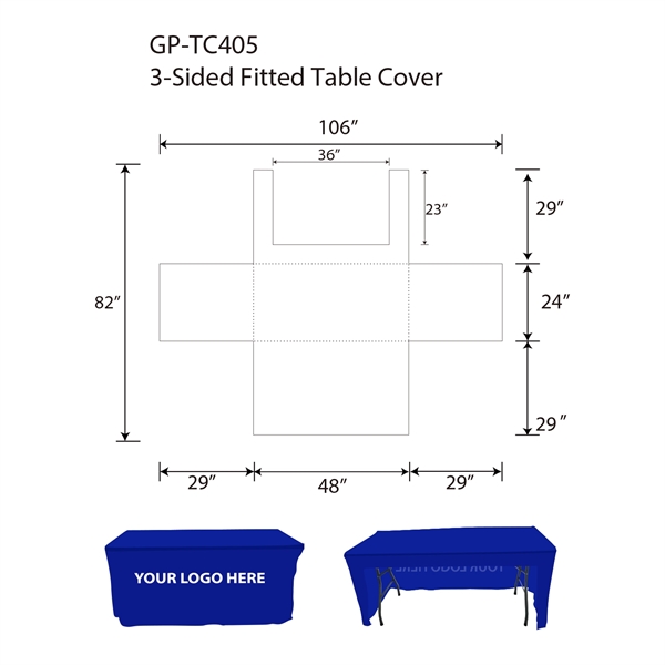 3-Sided Fitted Table Throws/Covers/Cloths - 3-Sided Fitted Table Throws/Covers/Cloths - Image 4 of 4