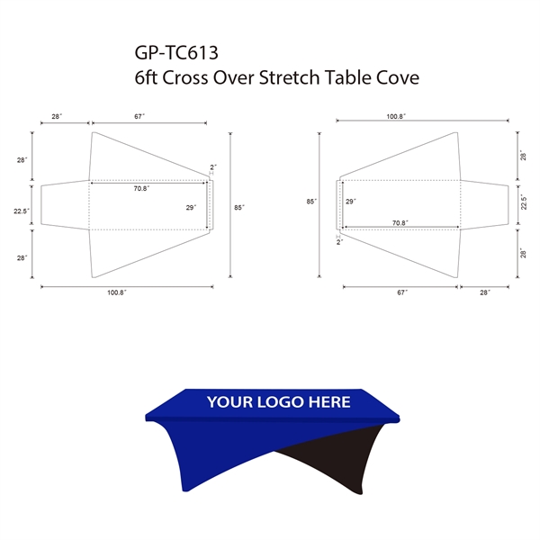 6' Cross Over Stretch Table Cover - 6' Cross Over Stretch Table Cover - Image 2 of 5