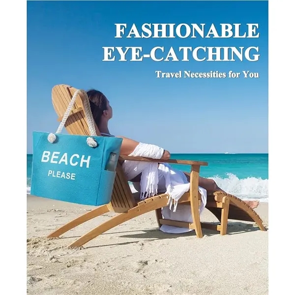 Large Canvas Beach Tote Bag with Zipper - Large Canvas Beach Tote Bag with Zipper - Image 9 of 10