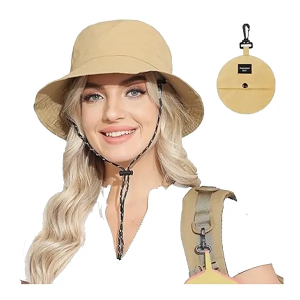 Foldable Bucket Hat With Chin Strap - Foldable Bucket Hat With Chin Strap - Image 1 of 3