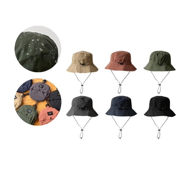 Foldable Bucket Hat With Chin Strap - Foldable Bucket Hat With Chin Strap - Image 3 of 3