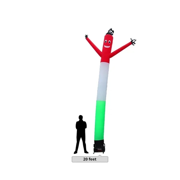 Red White Green Inflatable Tube Man - 20ft with Blower. - Red White Green Inflatable Tube Man - 20ft with Blower. - Image 1 of 2