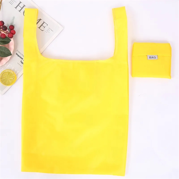 210T Foldable Shopping Grocery Tote Bag with Pocket - 210T Foldable Shopping Grocery Tote Bag with Pocket - Image 4 of 7