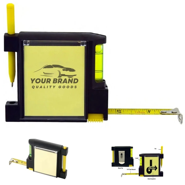 Steel Tape Measure with Spirit Level Note Memo Pad And Pen - Steel Tape Measure with Spirit Level Note Memo Pad And Pen - Image 0 of 2