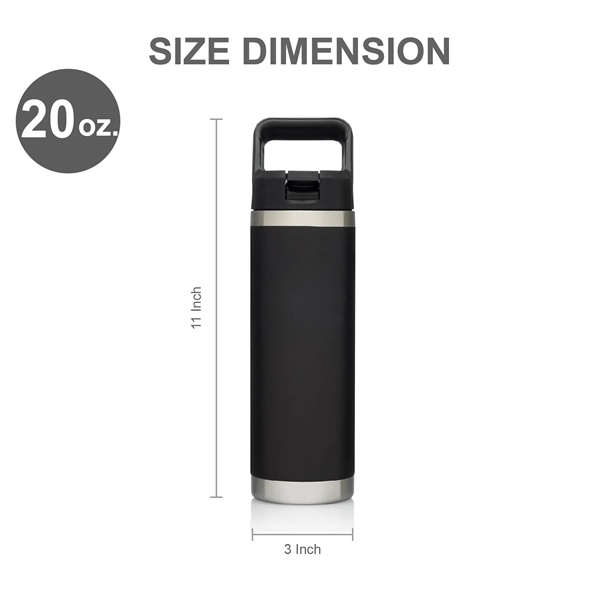 20oz.Travel Stainless Insulation Bottle w/ Lid,Handle,Straw - 20oz.Travel Stainless Insulation Bottle w/ Lid,Handle,Straw - Image 2 of 4