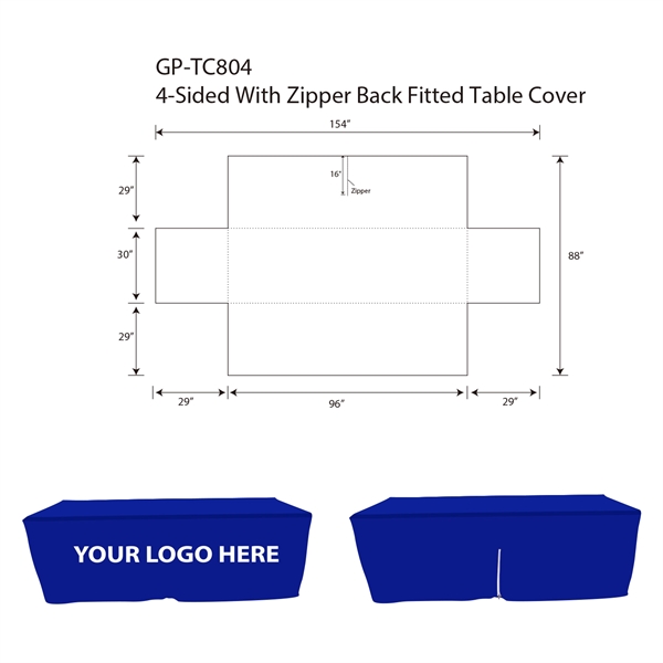 8' Closed-Back Zipper Fitted Table - 8' Closed-Back Zipper Fitted Table - Image 4 of 4