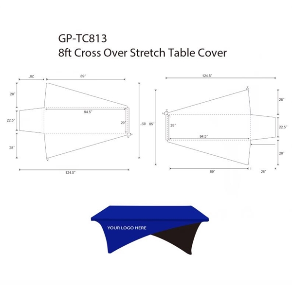8' Cross Over Stretch Table Cover - 8' Cross Over Stretch Table Cover - Image 3 of 5