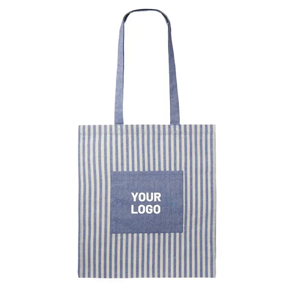 Eco-friendly Cotton Striped Tote Bag - Eco-friendly Cotton Striped Tote Bag - Image 1 of 4