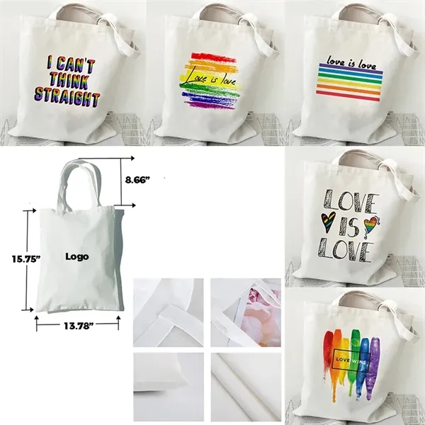 LGBT Pride Rainbow Love Wins Canvas Shopping Tote Bag - LGBT Pride Rainbow Love Wins Canvas Shopping Tote Bag - Image 0 of 8