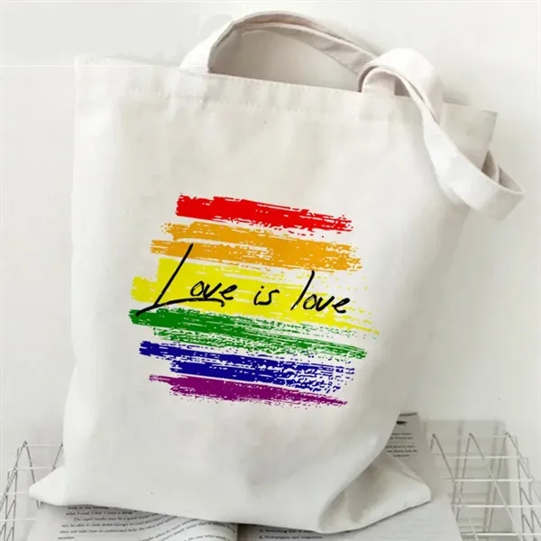 LGBT Pride Rainbow Love Wins Canvas Shopping Tote Bag - LGBT Pride Rainbow Love Wins Canvas Shopping Tote Bag - Image 2 of 8