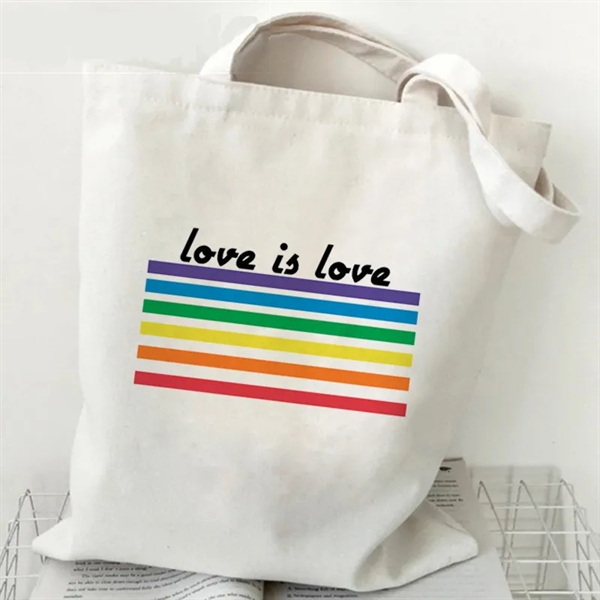 LGBT Pride Rainbow Love Wins Canvas Shopping Tote Bag - LGBT Pride Rainbow Love Wins Canvas Shopping Tote Bag - Image 3 of 8