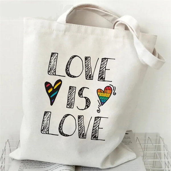 LGBT Pride Rainbow Love Wins Canvas Shopping Tote Bag - LGBT Pride Rainbow Love Wins Canvas Shopping Tote Bag - Image 4 of 8
