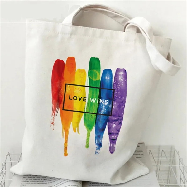 LGBT Pride Rainbow Love Wins Canvas Shopping Tote Bag - LGBT Pride Rainbow Love Wins Canvas Shopping Tote Bag - Image 5 of 8