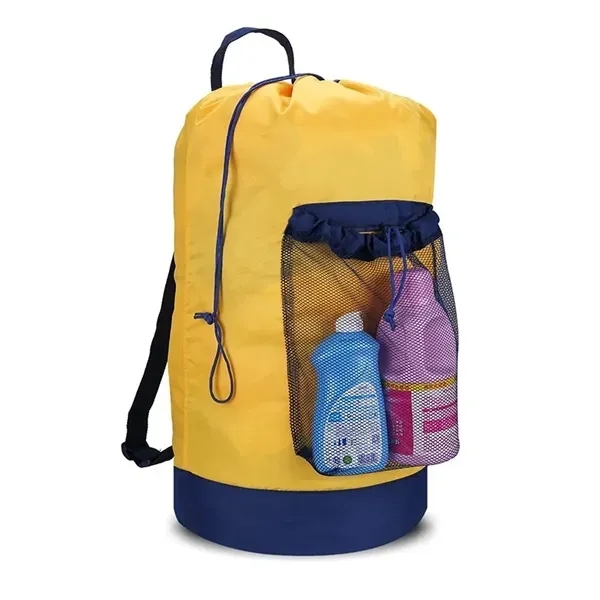 Laundry Drawstring Backpack With Mesh Pocket - Laundry Drawstring Backpack With Mesh Pocket - Image 1 of 4