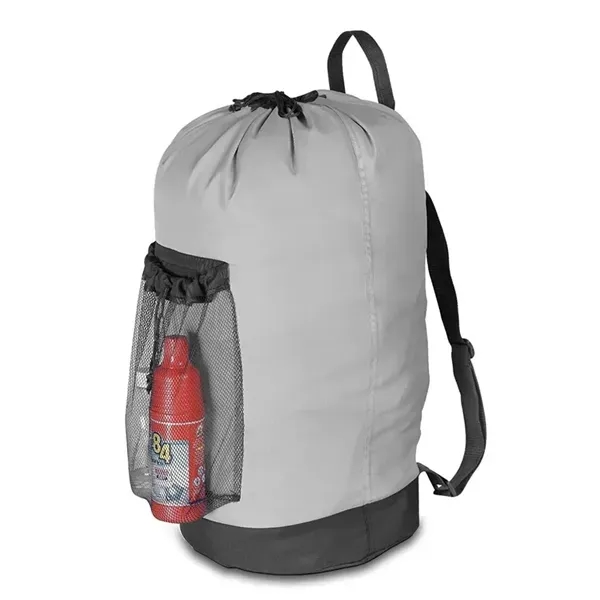 Laundry Drawstring Backpack With Mesh Pocket - Laundry Drawstring Backpack With Mesh Pocket - Image 2 of 4