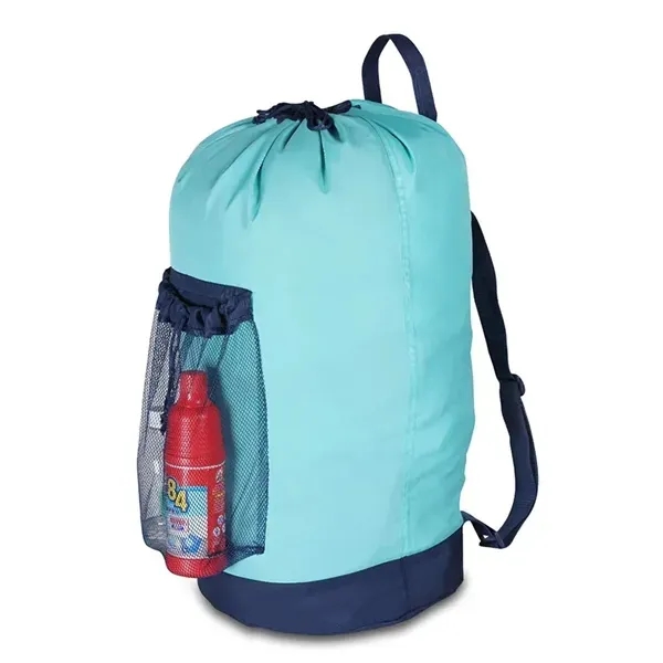 Laundry Drawstring Backpack With Mesh Pocket - Laundry Drawstring Backpack With Mesh Pocket - Image 3 of 4