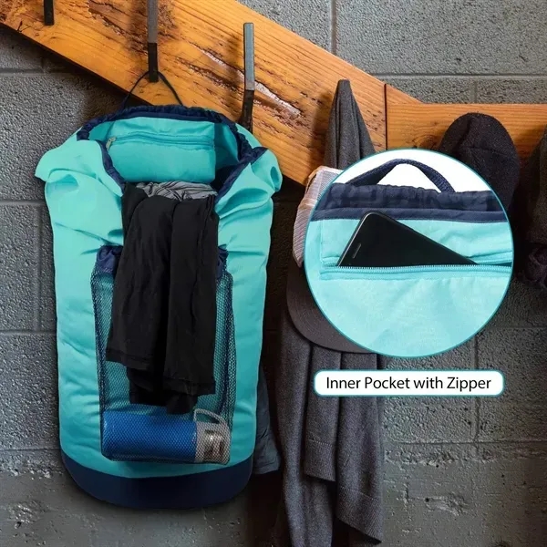 Laundry Drawstring Backpack With Mesh Pocket - Laundry Drawstring Backpack With Mesh Pocket - Image 4 of 4