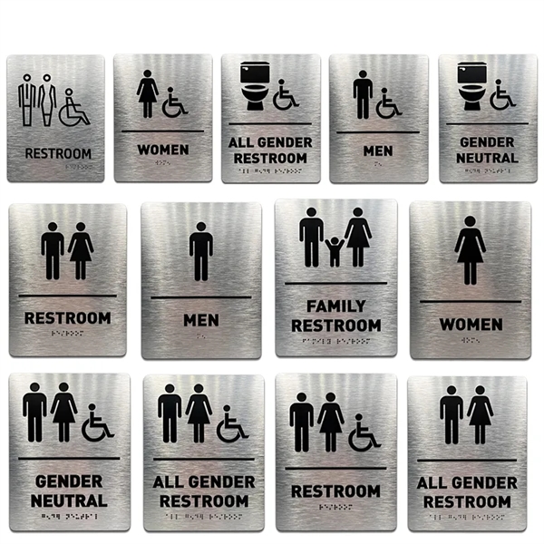 ADA Compliant Braille Bathroom Sign Business Signage - ADA Compliant Braille Bathroom Sign Business Signage - Image 0 of 5