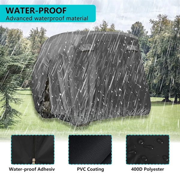 Waterproof All-Weather Polyester 4 Passenger Golf Cart Cover - Waterproof All-Weather Polyester 4 Passenger Golf Cart Cover - Image 2 of 5