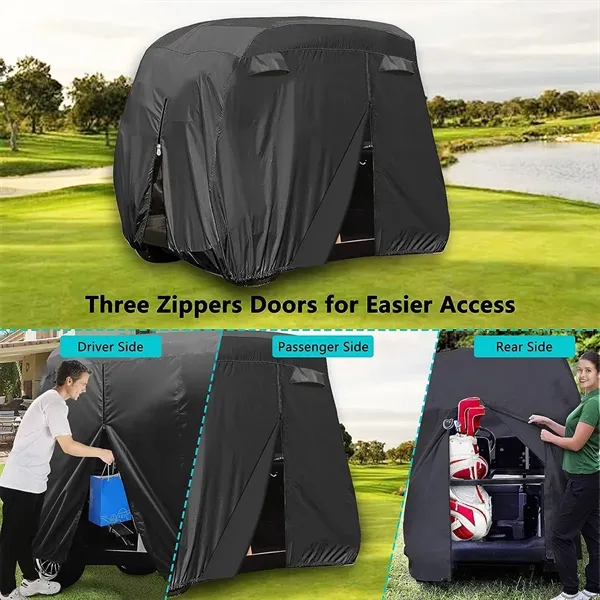 Waterproof All-Weather Polyester 4 Passenger Golf Cart Cover - Waterproof All-Weather Polyester 4 Passenger Golf Cart Cover - Image 3 of 5