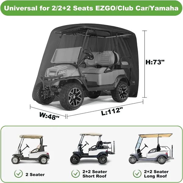 Waterproof All-Weather Polyester 4 Passenger Golf Cart Cover - Waterproof All-Weather Polyester 4 Passenger Golf Cart Cover - Image 5 of 5