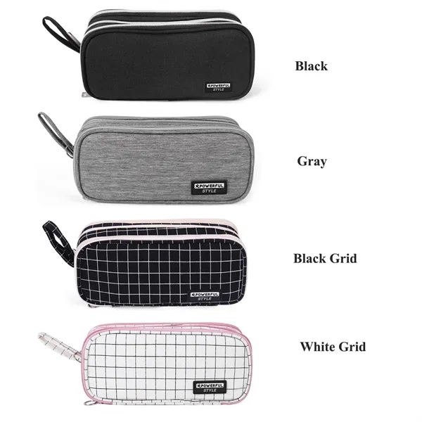 3 Compartments Zipper Pencil Bag - 3 Compartments Zipper Pencil Bag - Image 1 of 4