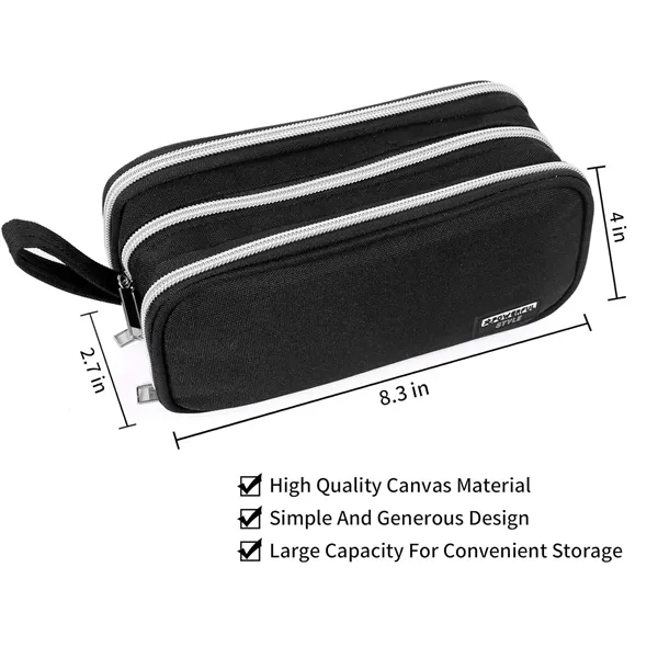 3 Compartments Zipper Pencil Bag - 3 Compartments Zipper Pencil Bag - Image 2 of 4