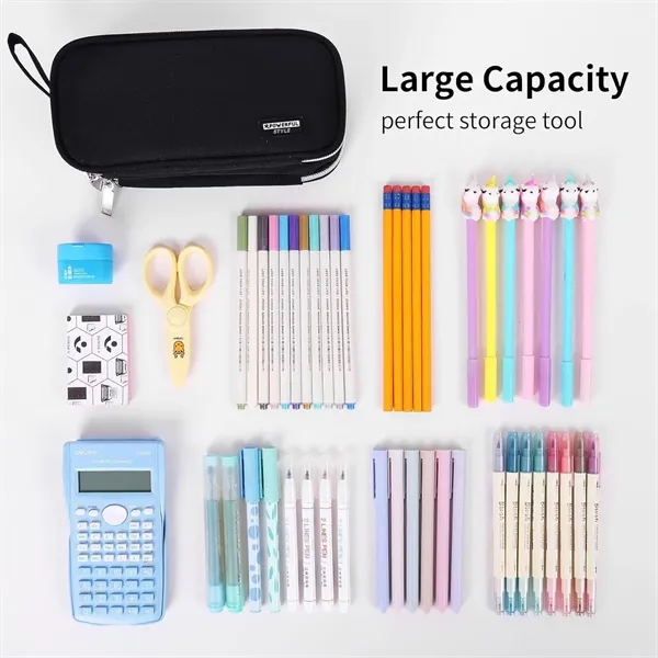 3 Compartments Zipper Pencil Bag - 3 Compartments Zipper Pencil Bag - Image 3 of 4